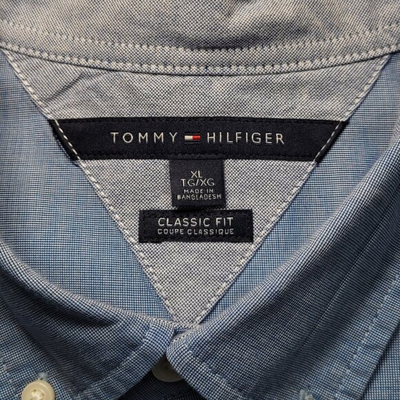 Tommy Hilfiger Mens Blue Button Down Shirt Coastal Grandpa Academia Size XL - Picture 4 of 10